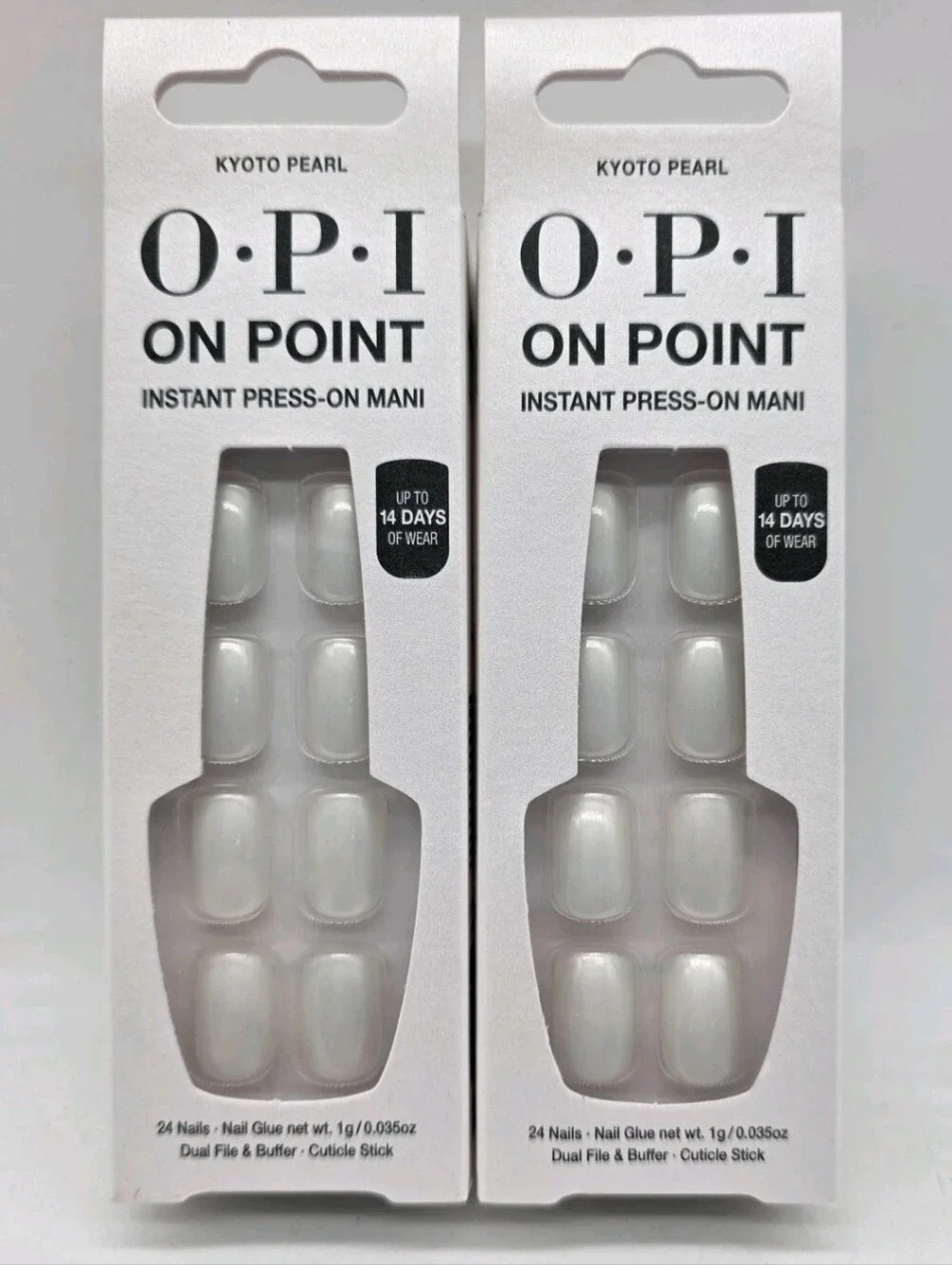 NIB 2x OPI On Point Instant Press-On Mani - Kyoto Pearl White Sealed